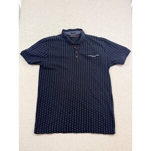 Cactus Polo Shirt Mens S Blue Good Slim Fit Polka Dot Cotton Short Sleeve Pocket